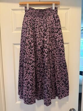 Buru Mauve Leopard Midi Skirt S